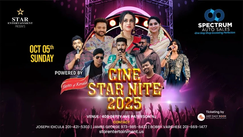 Star Entertainment - Spectrum Auto- CINE STAR NITE 2025 SEASON 2 Powered By Tastes of Kerala